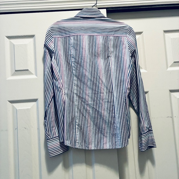 Blue-Purple Striped Button Down Blouse - Picture 8 of 9